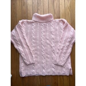Vtg 80s/90s SMALL Ballet Pink Wool Blend Chunky Cable Knit Sweater  Cottagecore